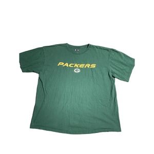 NFL Team Apparel Mens 2XL Green & Yellow Green Bay Packers Embroidered T-Shirt
